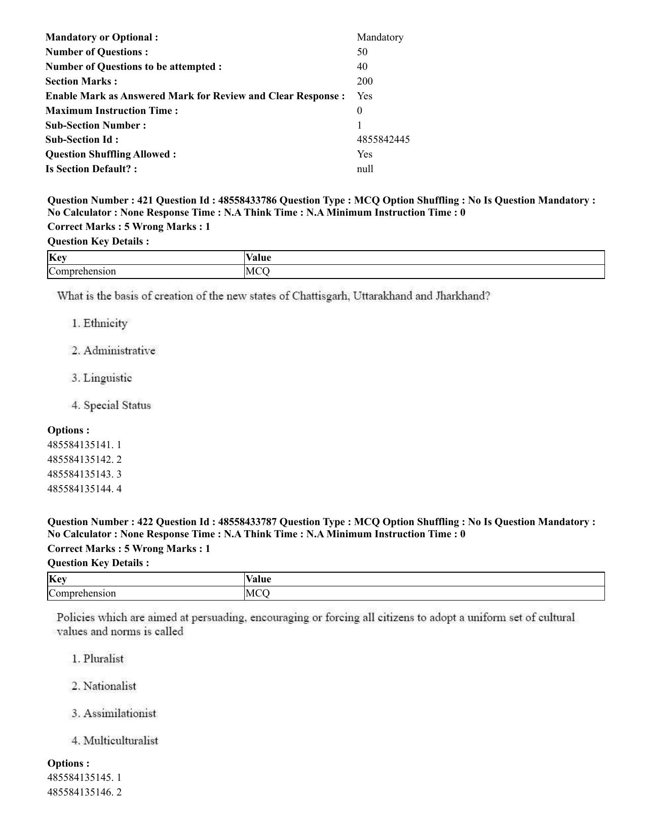 CUET 2023 English Tamil Shift 1 Question Papers - 18 June 2023 - Page 397