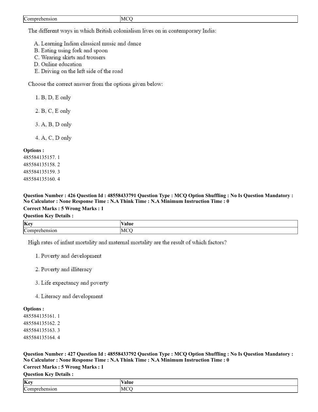 CUET 2023 English Tamil Shift 1 Question Papers - 18 June 2023 - Page 399