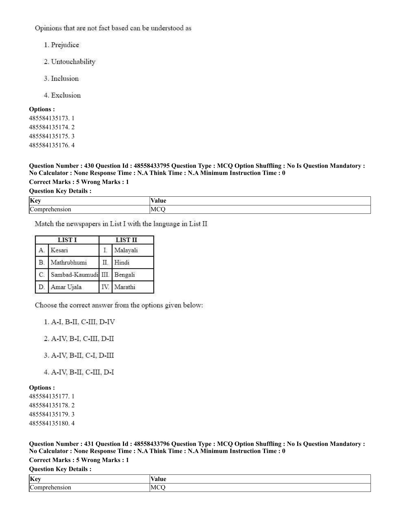 CUET 2023 English Tamil Shift 1 Question Papers - 18 June 2023 - Page 401