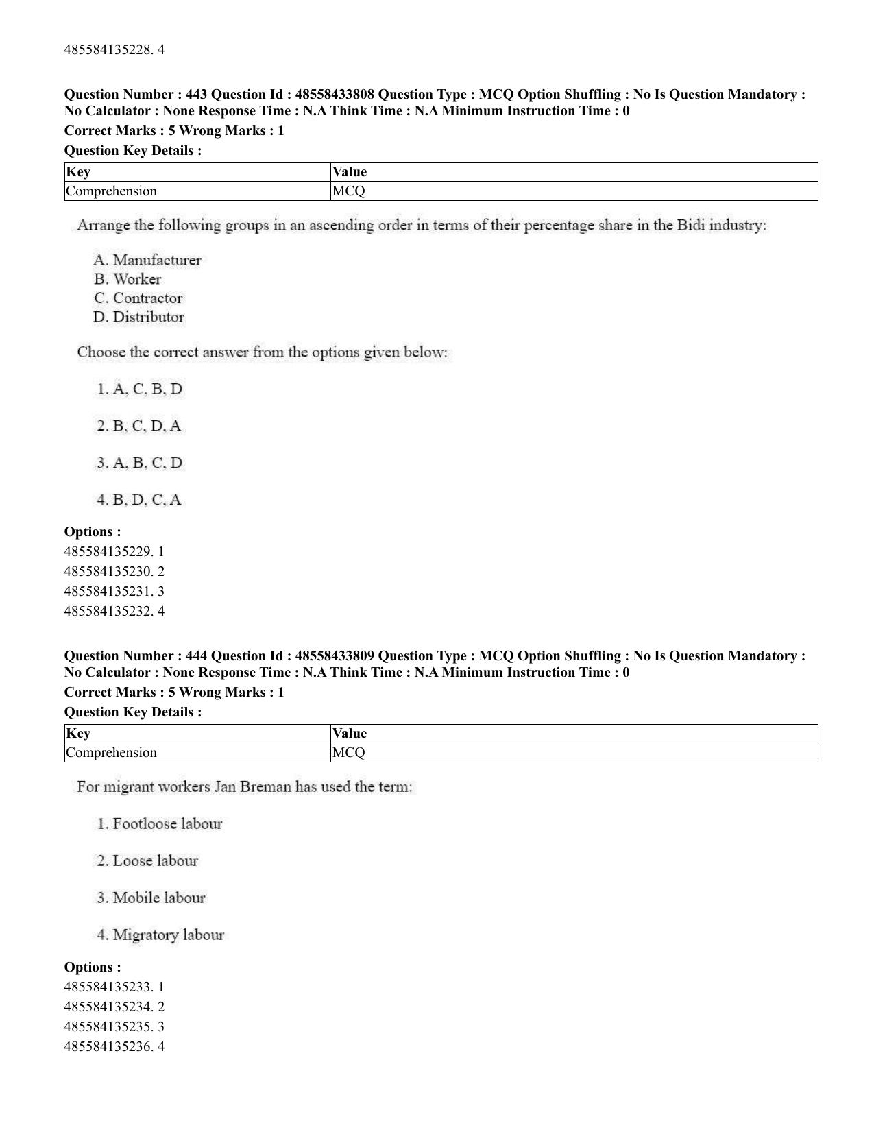 CUET 2023 English Tamil Shift 1 Question Papers - 18 June 2023 - Page 408