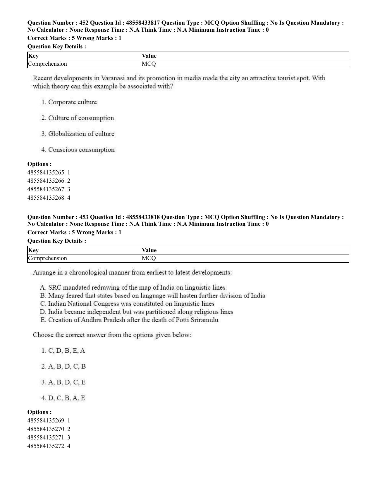 CUET 2023 English Tamil Shift 1 Question Papers - 18 June 2023 - Page 413