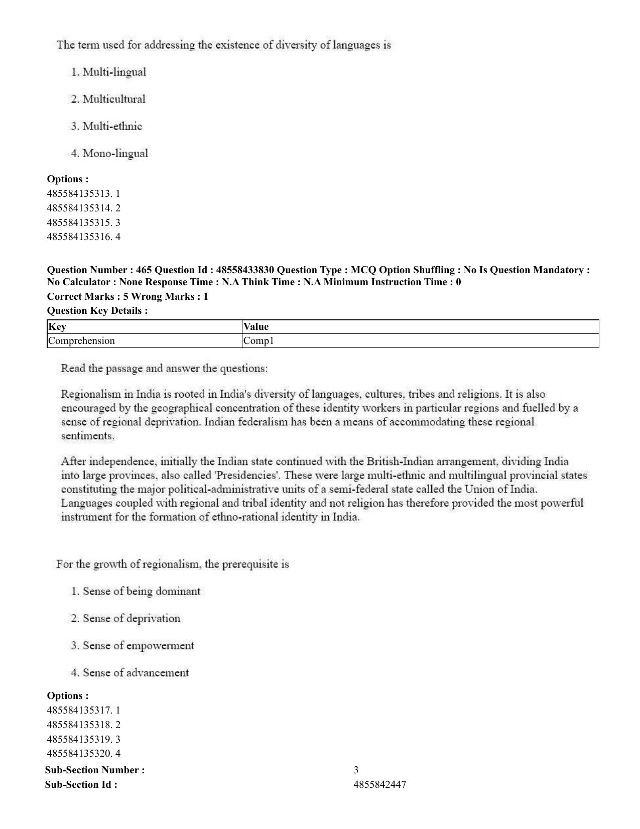 CUET 2023 English Tamil Shift 1 Question Papers - 18 June 2023 - Page 420