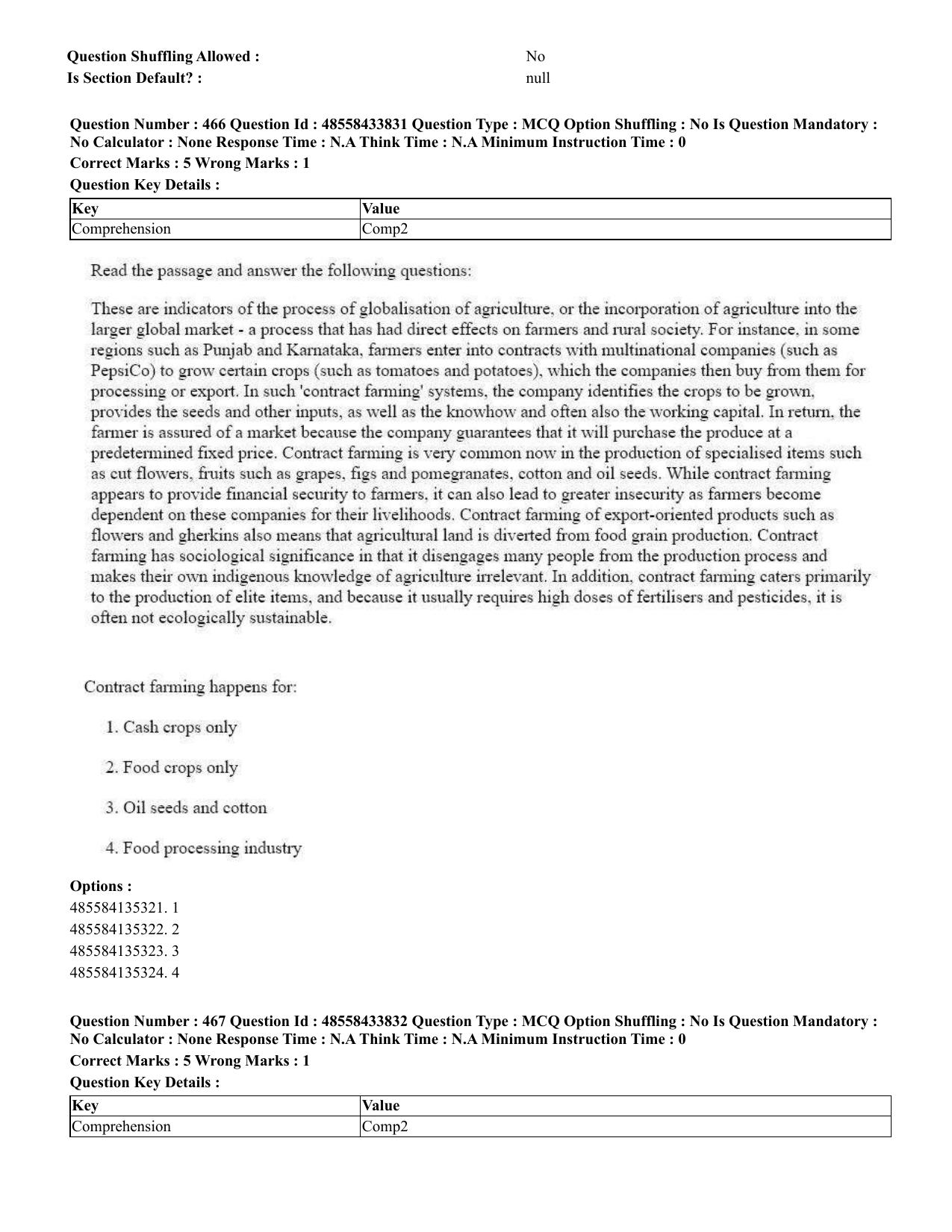 CUET 2023 English Tamil Shift 1 Question Papers - 18 June 2023 - Page 421