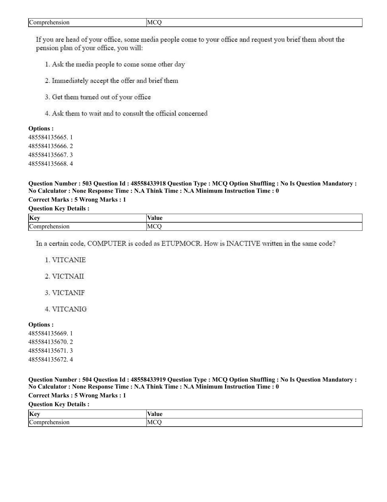 CUET 2023 English Tamil Shift 1 Question Papers - 18 June 2023 - Page 443