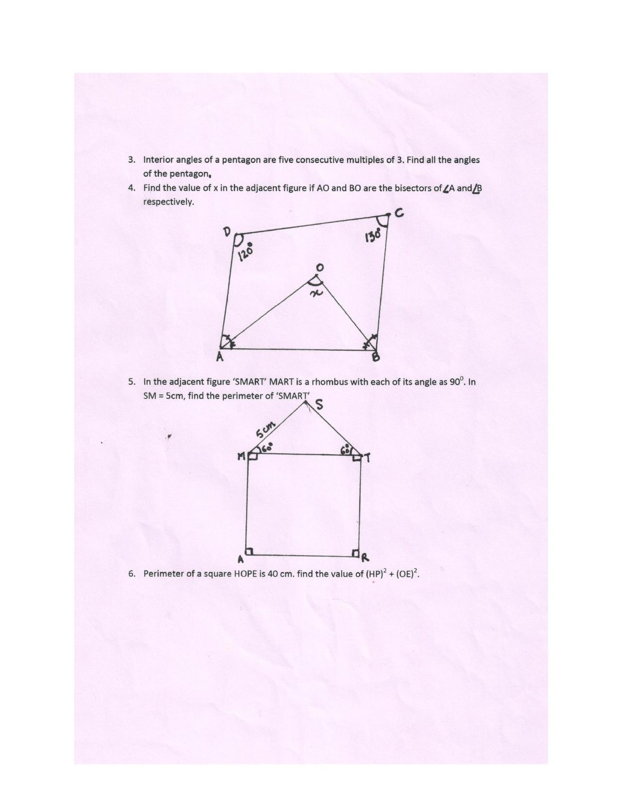 CBSE Worksheets for Class 8 Mathematics Understanding Quadrilaterals Assignment 5 - Page 2