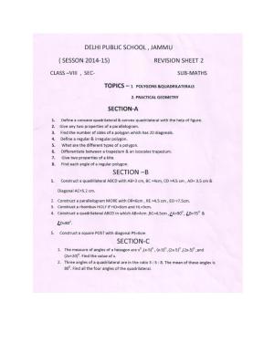 CBSE Worksheets for Class 8 Mathematics Understanding Quadrilaterals Assignment 5