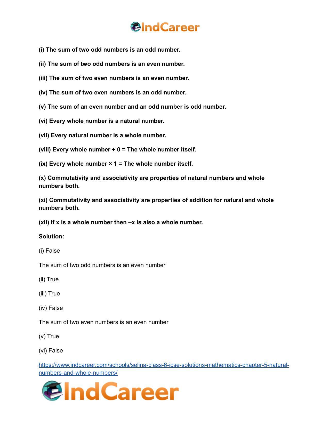 Selina Class 6 ICSE Solutions Mathematics : Chapter 5- Natural Numbers And Whole Numbers - Page 7