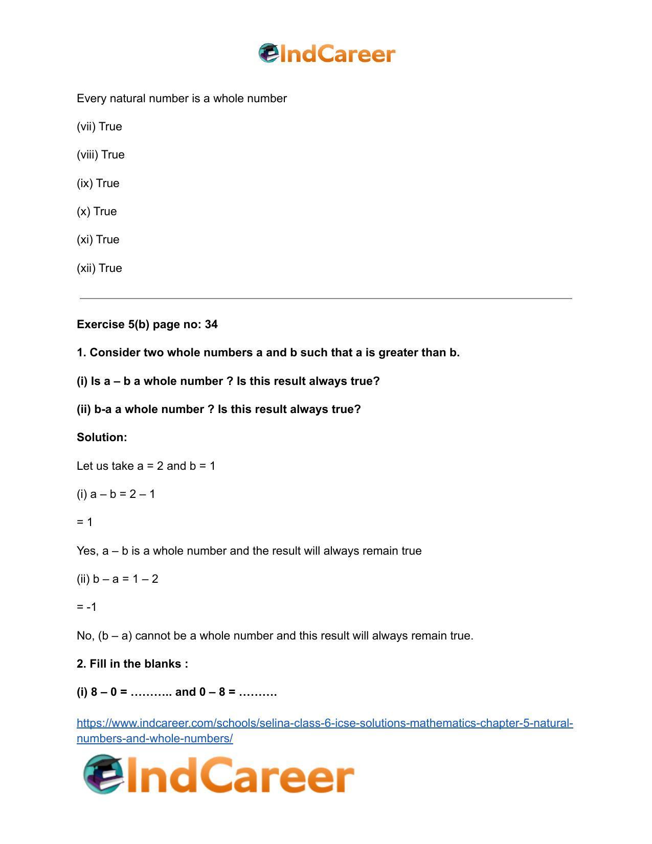 Selina Class 6 ICSE Solutions Mathematics : Chapter 5- Natural Numbers And Whole Numbers - Page 8