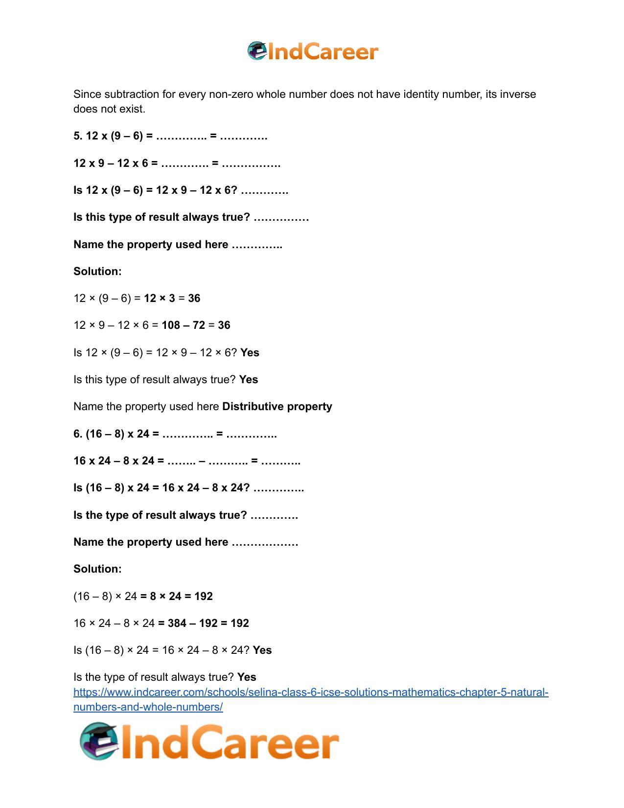 Selina Class 6 ICSE Solutions Mathematics : Chapter 5- Natural Numbers And Whole Numbers - Page 10