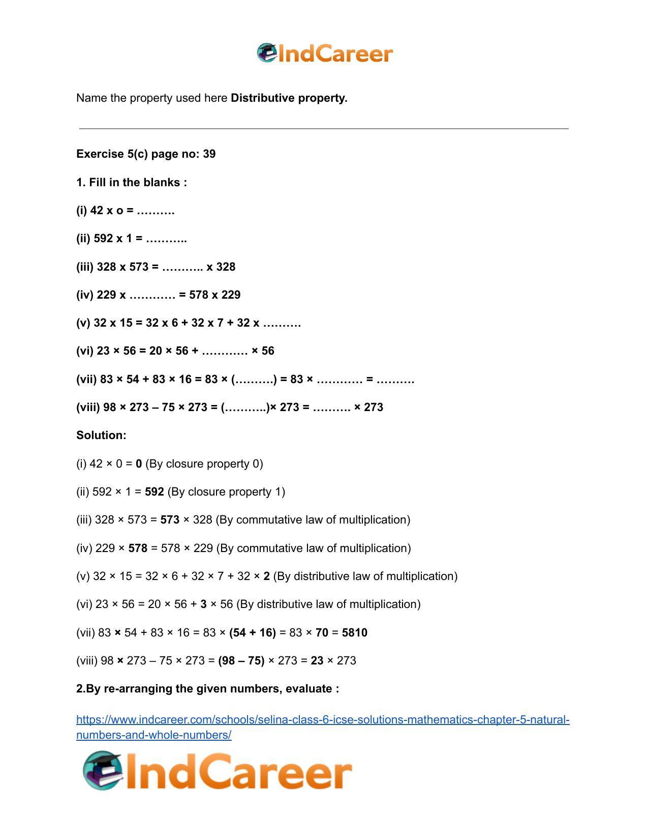 Selina Class 6 ICSE Solutions Mathematics : Chapter 5- Natural Numbers And Whole Numbers - Page 11