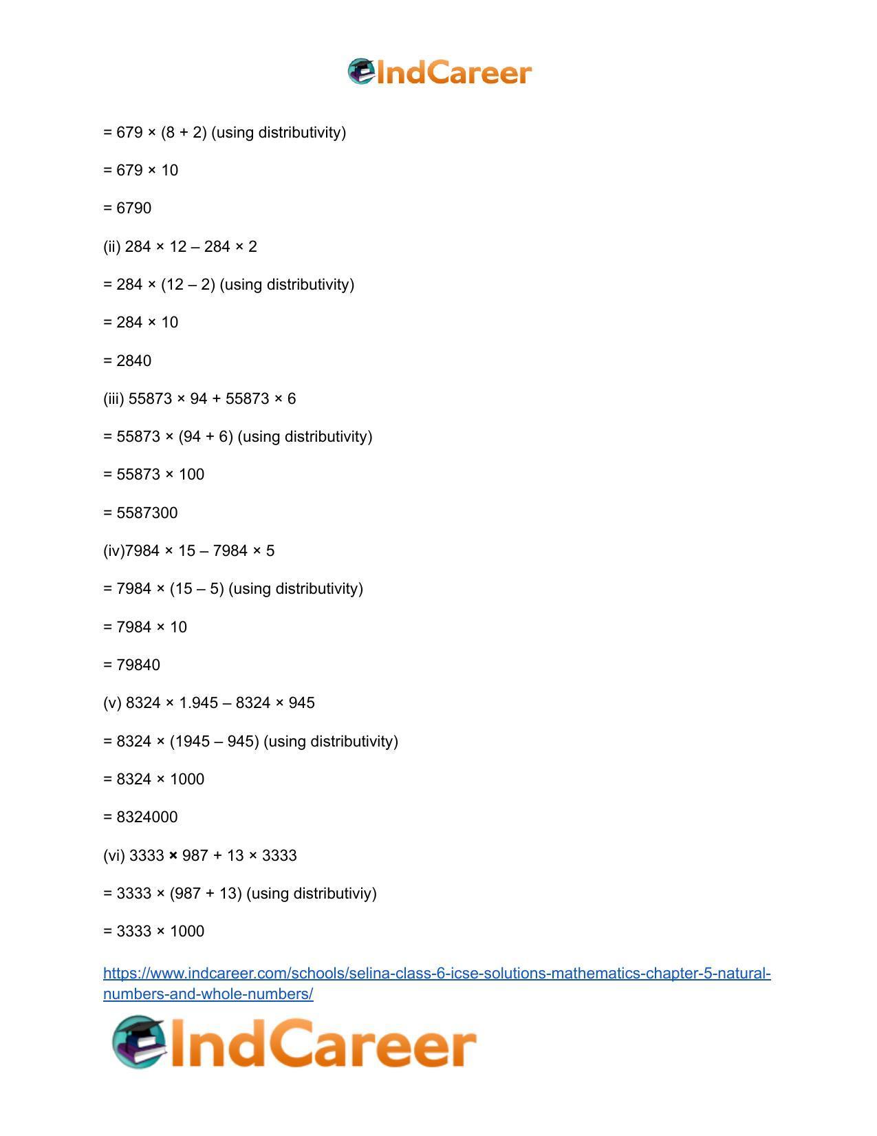 Selina Class 6 ICSE Solutions Mathematics : Chapter 5- Natural Numbers And Whole Numbers - Page 15