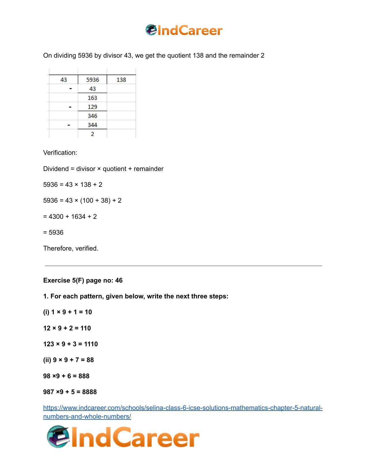 Selina Class 6 ICSE Solutions Mathematics : Chapter 5- Natural Numbers And Whole Numbers - Page 23