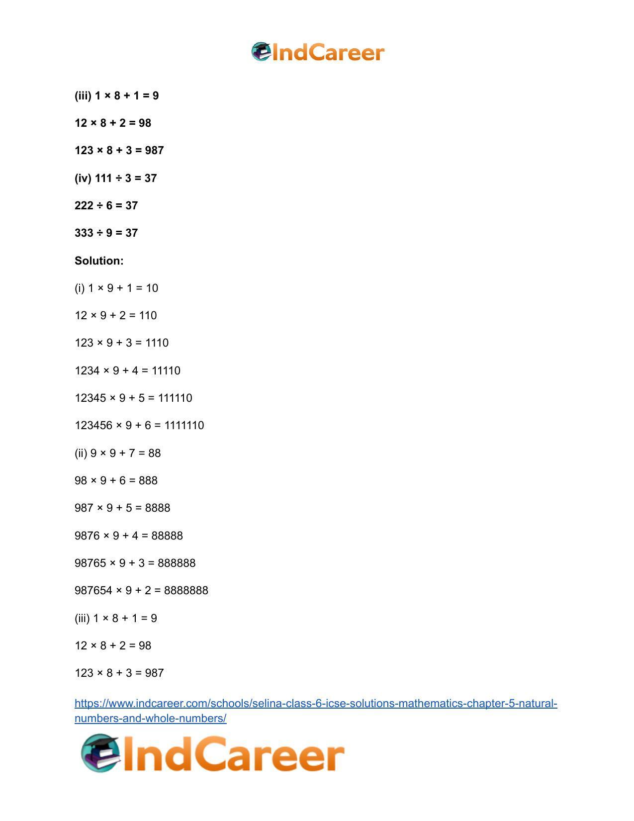 Selina Class 6 ICSE Solutions Mathematics : Chapter 5- Natural Numbers And Whole Numbers - Page 24