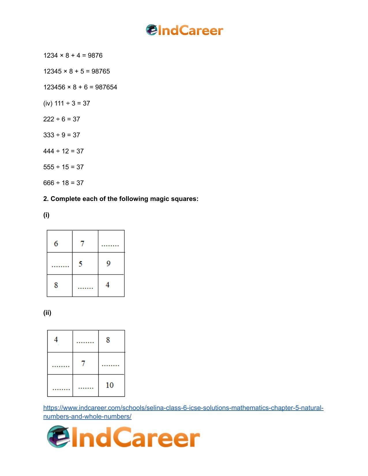 Selina Class 6 ICSE Solutions Mathematics : Chapter 5- Natural Numbers And Whole Numbers - Page 25