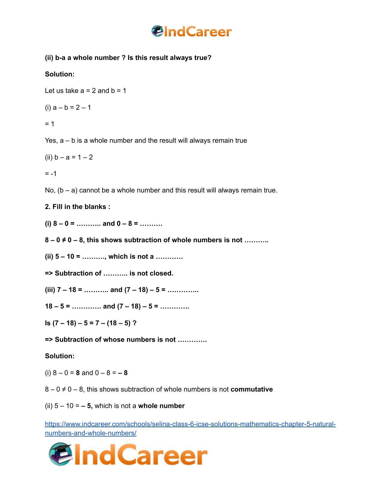 Selina Class 6 ICSE Solutions Mathematics : Chapter 5- Natural Numbers And Whole Numbers - Page 38