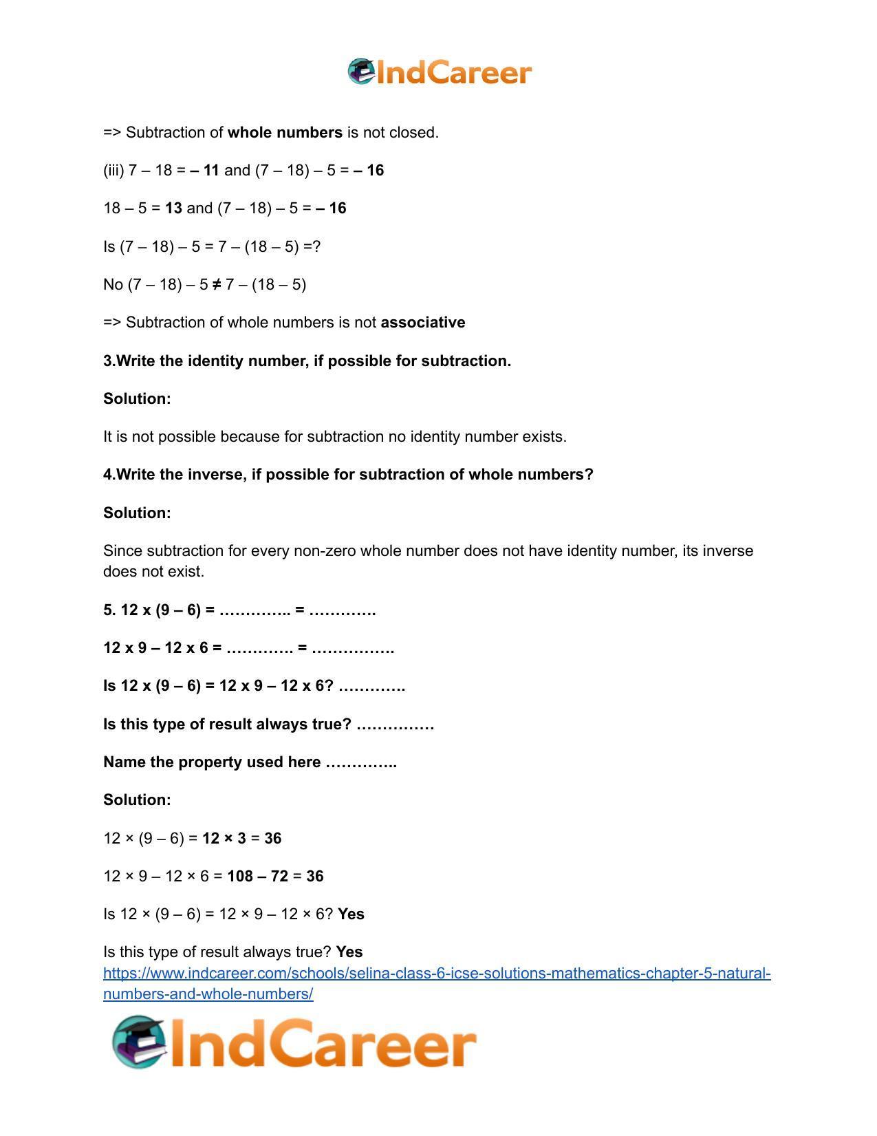 Selina Class 6 ICSE Solutions Mathematics : Chapter 5- Natural Numbers And Whole Numbers - Page 39