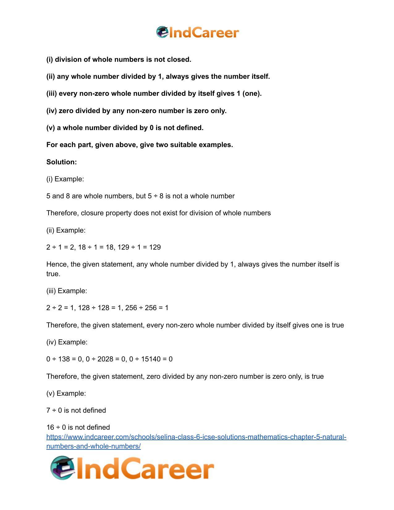 Selina Class 6 ICSE Solutions Mathematics : Chapter 5- Natural Numbers And Whole Numbers - Page 48