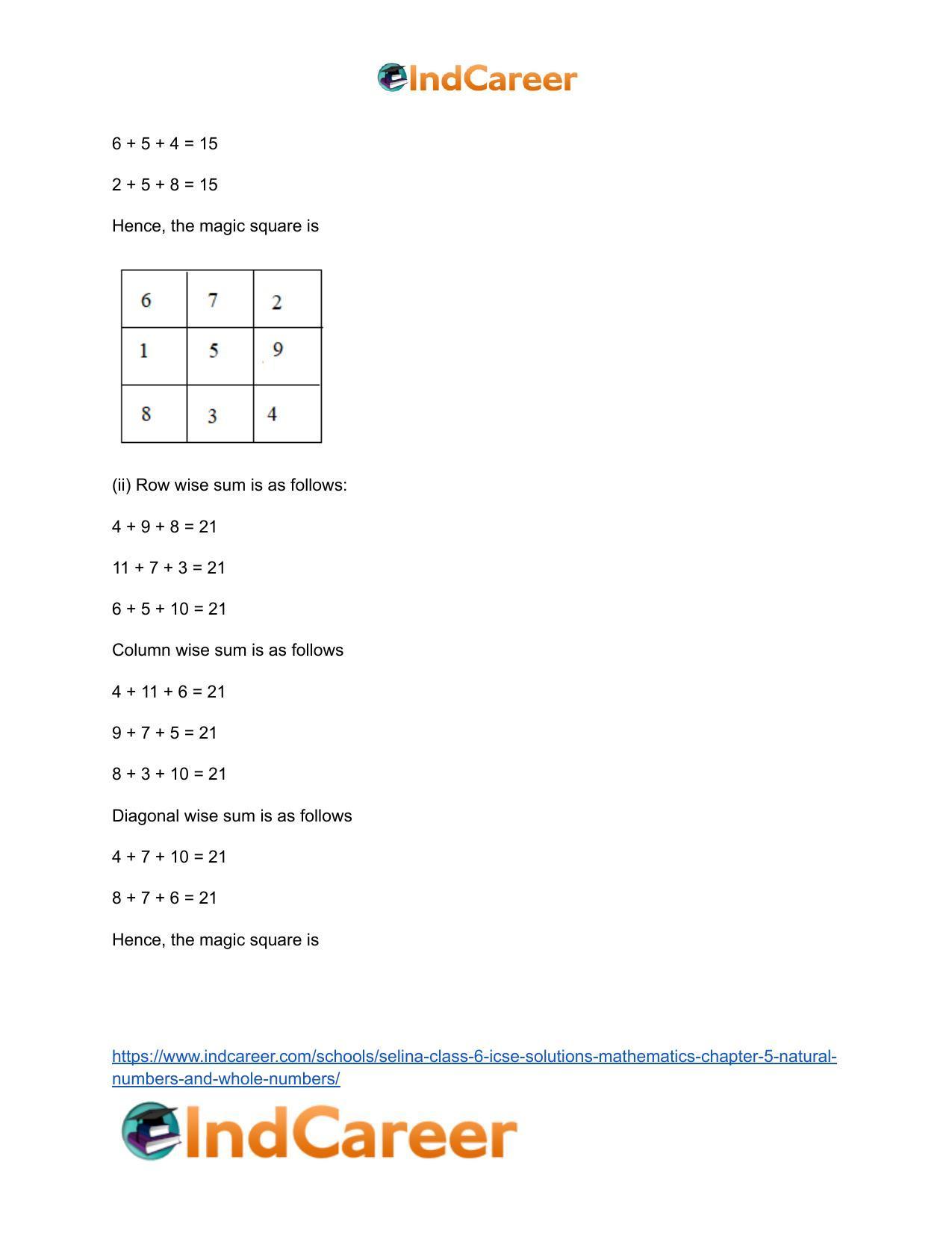 Selina Class 6 ICSE Solutions Mathematics : Chapter 5- Natural Numbers And Whole Numbers - Page 56