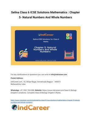 Selina Class 6 ICSE Solutions Mathematics : Chapter 5- Natural Numbers And Whole Numbers