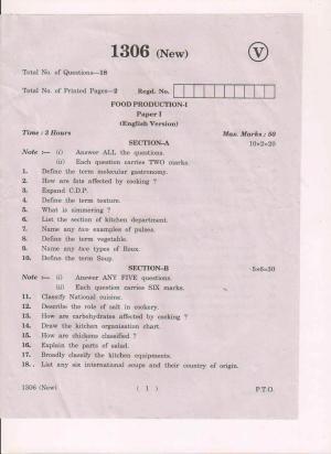 AP Inter 1st Year Food Production-I (New) March-2019-Vocational Question Paper