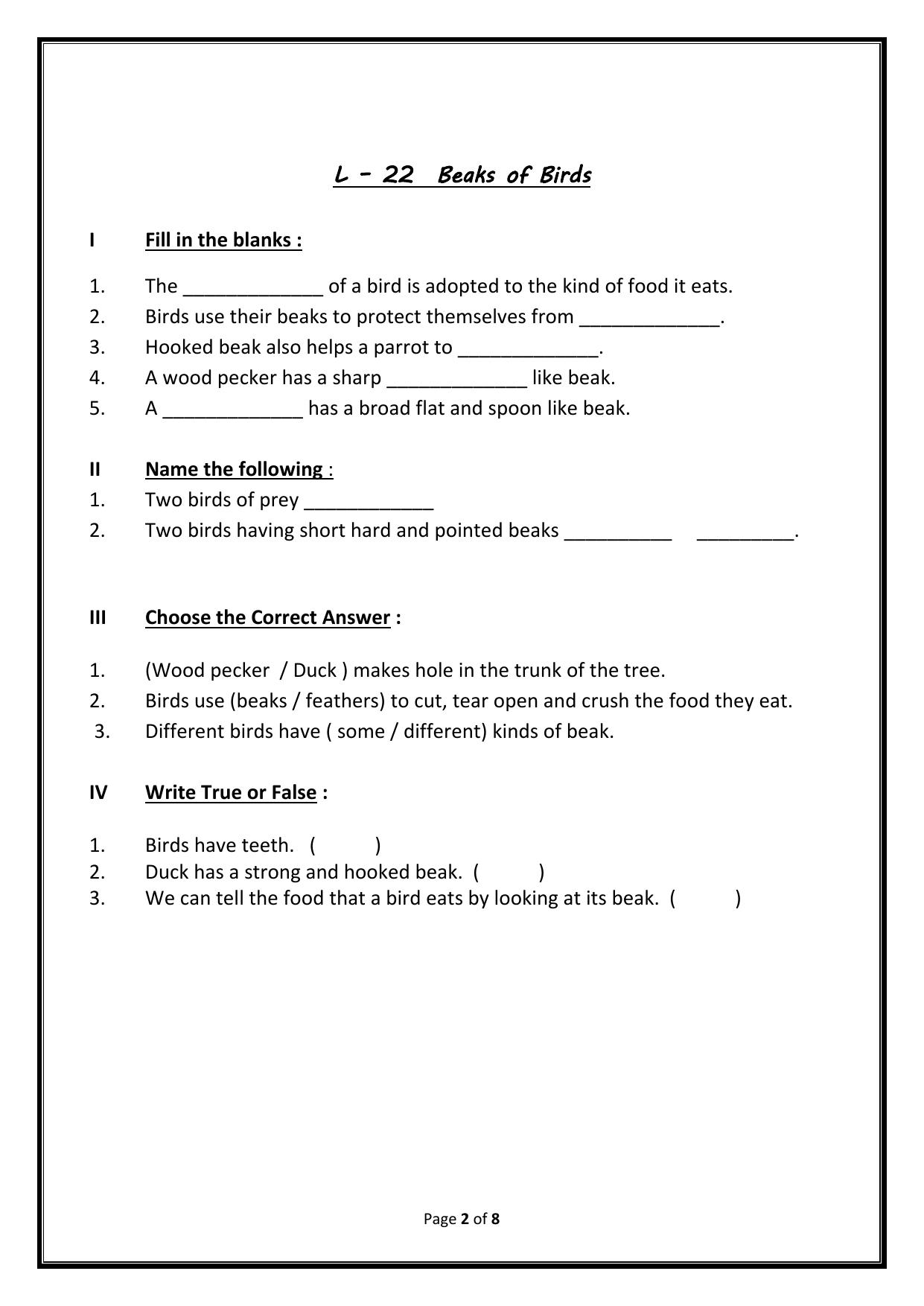 Worksheet for Class 3 EVS Assignment 73 Water is Precious - Page 2