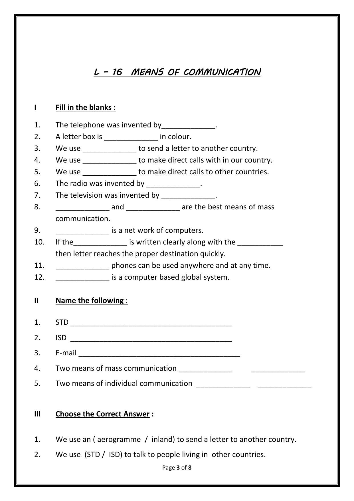 Worksheet for Class 3 EVS Assignment 73 Water is Precious - Page 3