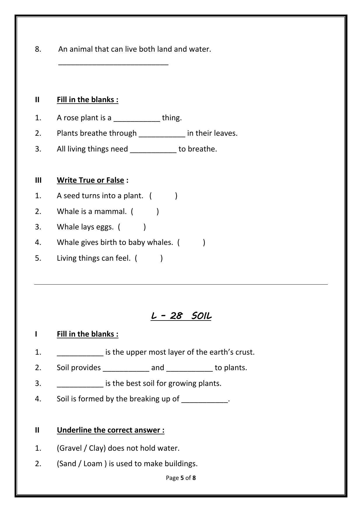 Worksheet for Class 3 EVS Assignment 73 Water is Precious - Page 5