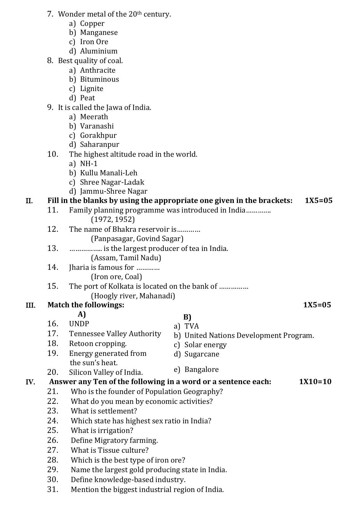 Karnataka II PUC Geography Model Question Paper 2023 - Page 6