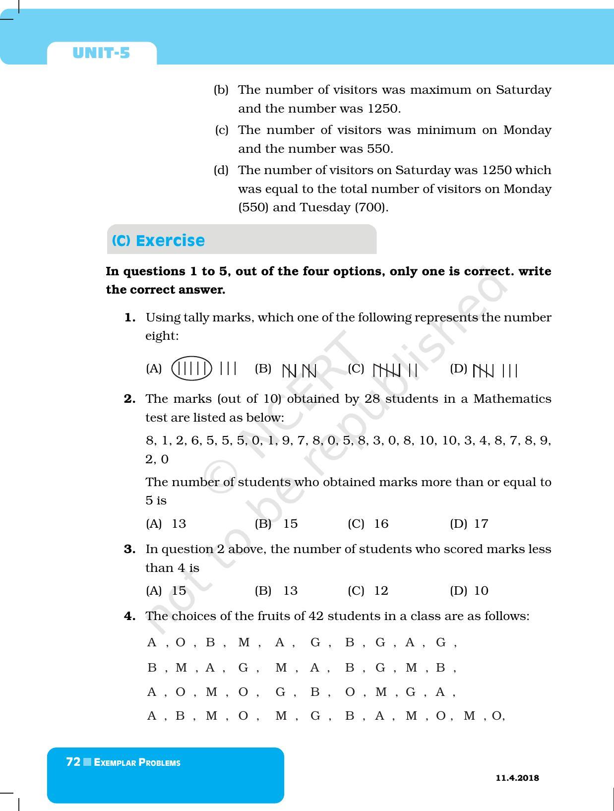 NCERT Exemplar Book for Class 6 Maths: Chapter 5-Data Handling - Page 4