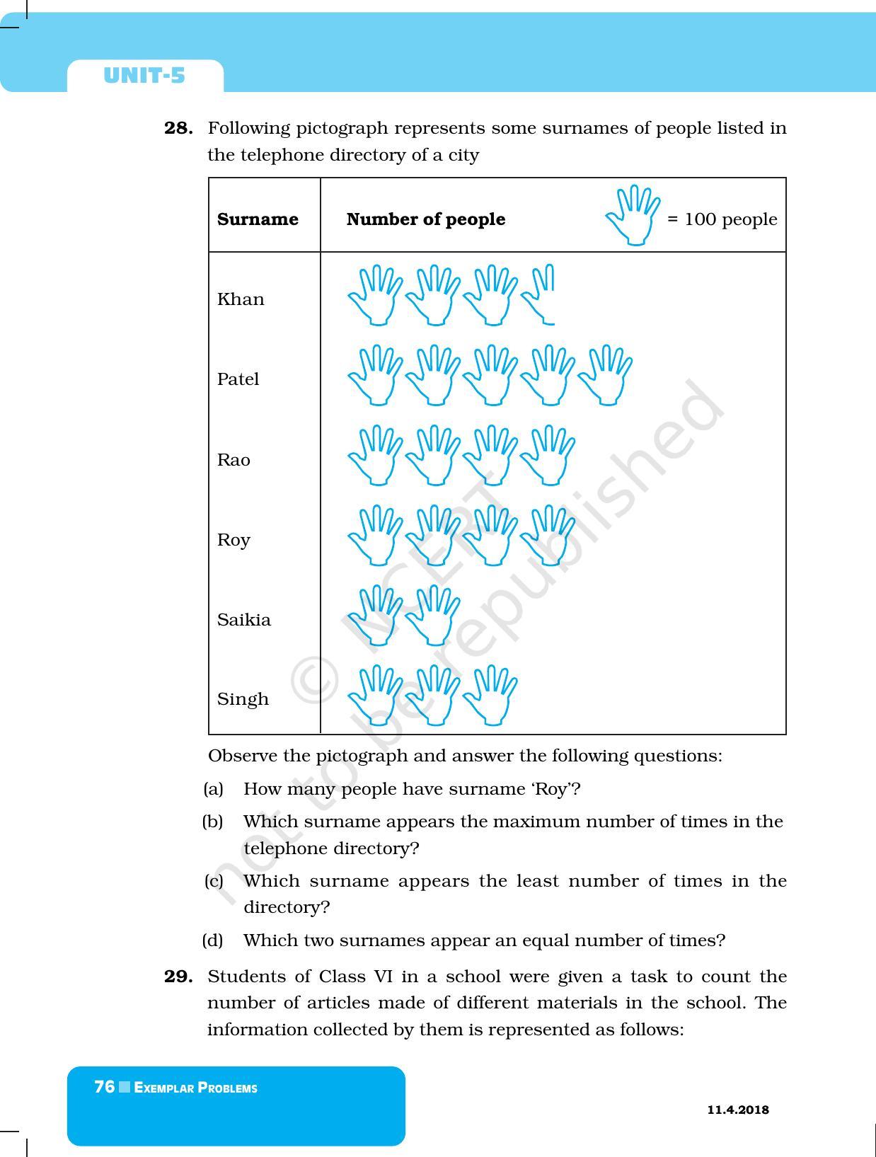 NCERT Exemplar Book for Class 6 Maths: Chapter 5-Data Handling - Page 8