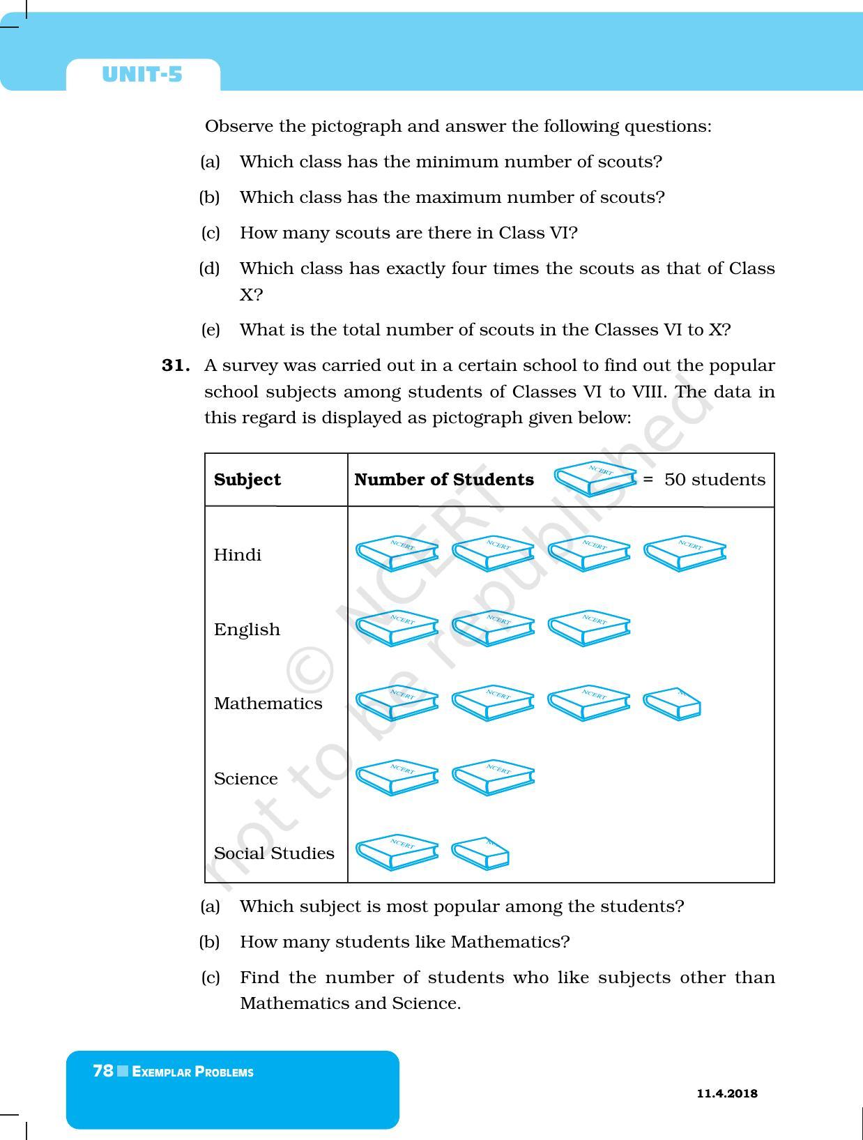 NCERT Exemplar Book for Class 6 Maths: Chapter 5-Data Handling - Page 10