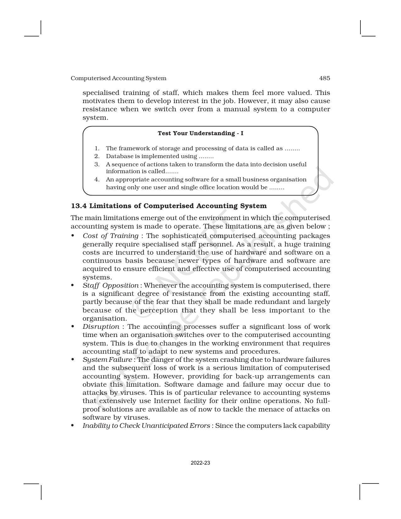 NCERT Book for Class 11 Accountancy (Part-II) Chapter 13 Computerized Accounting System - Page 6