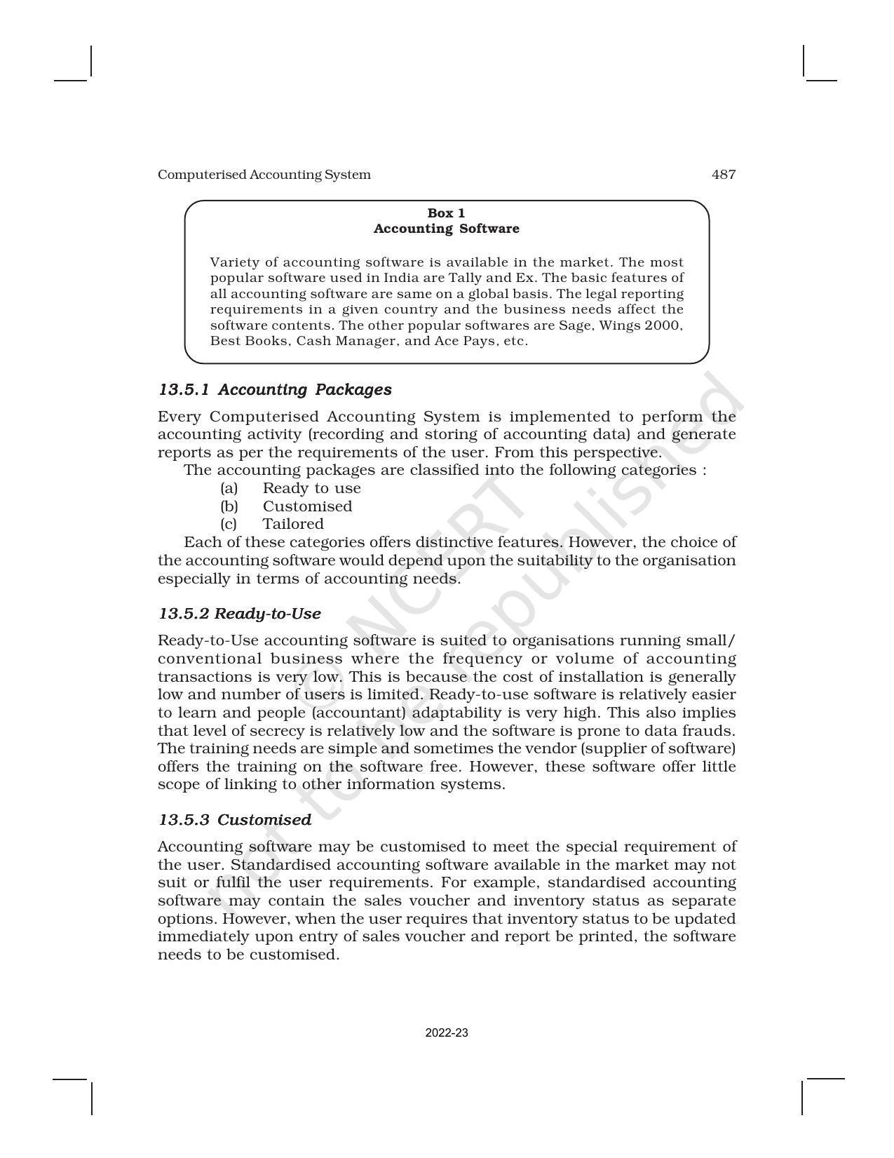 NCERT Book for Class 11 Accountancy (Part-II) Chapter 13 Computerized Accounting System - Page 8