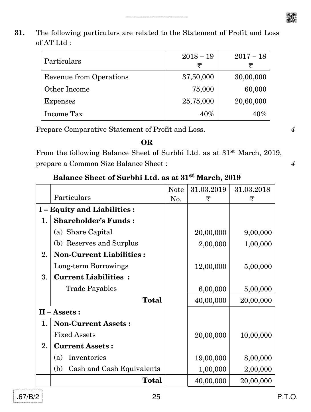 CBSE Class 12 67-C-2 - Accountancy 2020 Compartment Question Paper - Page 25