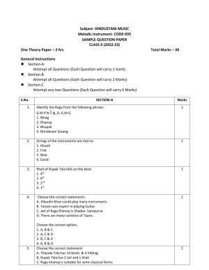 CBSE Class 10 Hindustani Music (Melodic) Sample Papers 2023