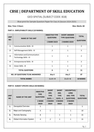 CBSE Class 11: Geospatial Technology 2025 Sample Paper