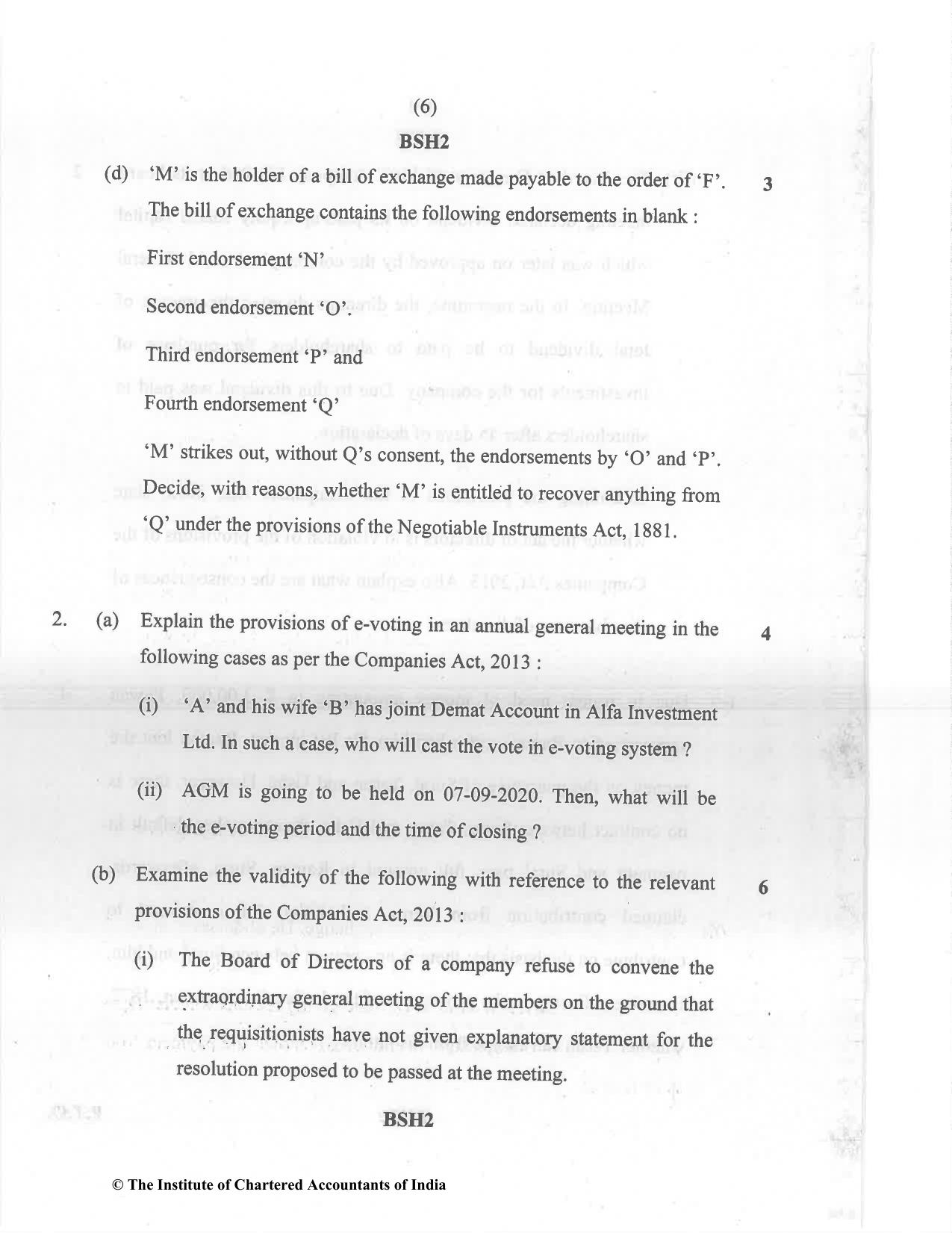 CA Inter Dec 2021 Question Paper - Paper 2 – Corporate and Other Laws - Page 6