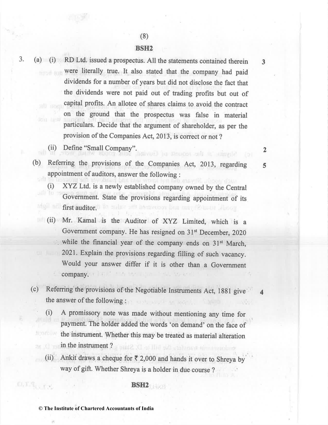 CA Inter Dec 2021 Question Paper - Paper 2 – Corporate and Other Laws - Page 8
