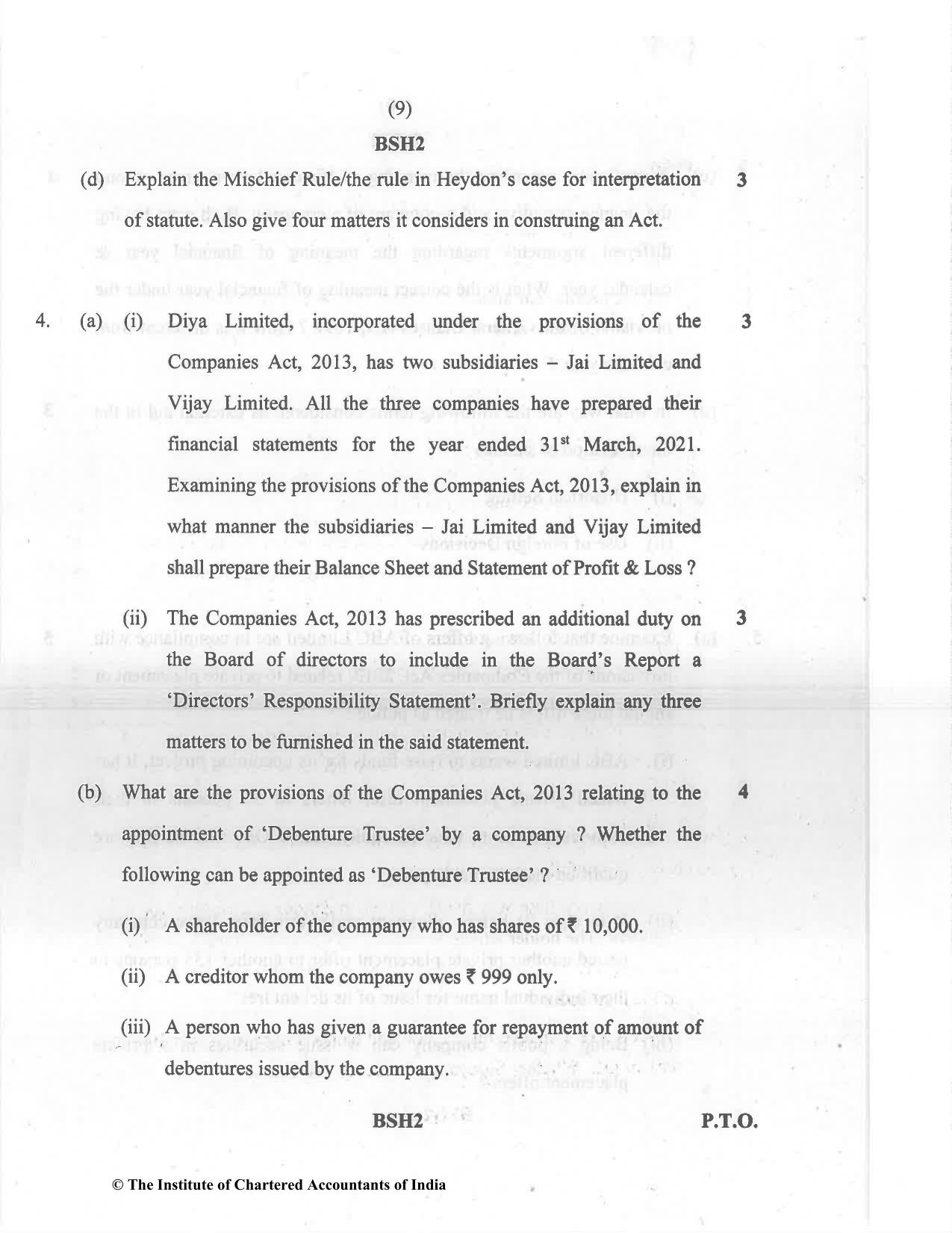 CA Inter Dec 2021 Question Paper - Paper 2 – Corporate and Other Laws - Page 9