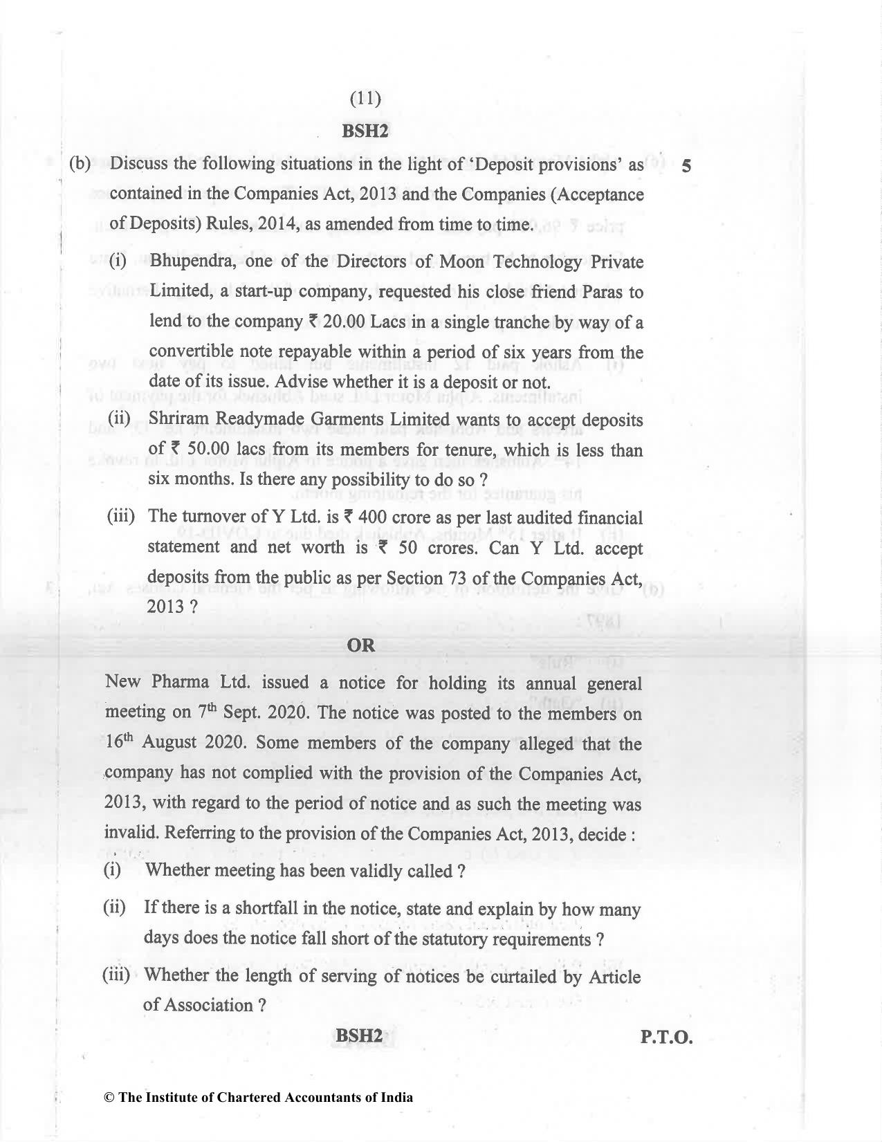 CA Inter Dec 2021 Question Paper - Paper 2 – Corporate and Other Laws - Page 11