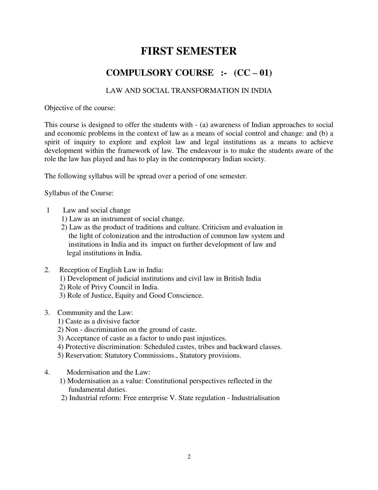 RTMNU Post Graduate Teaching Department of Law of MASTER OF LAWS (CBCS) (LL.M. PROGRAM) Syllabus. - Page 2