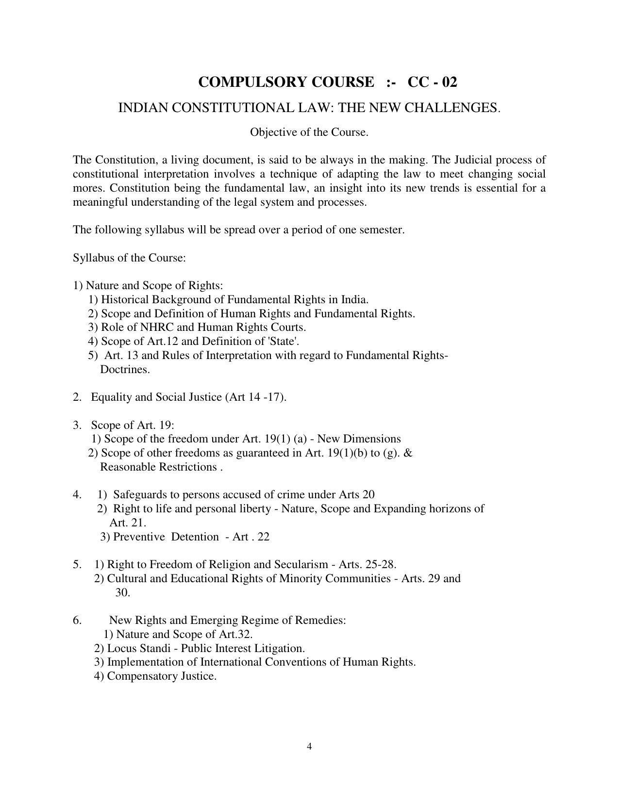 RTMNU Post Graduate Teaching Department of Law of MASTER OF LAWS (CBCS) (LL.M. PROGRAM) Syllabus. - Page 4
