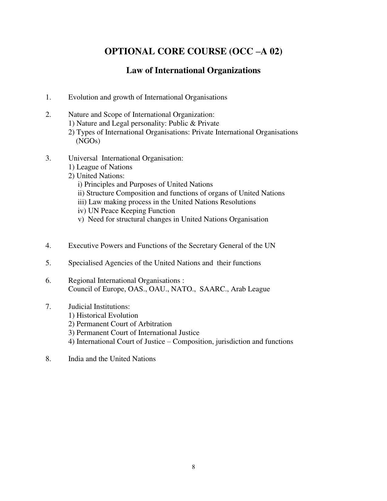 RTMNU Post Graduate Teaching Department of Law of MASTER OF LAWS (CBCS) (LL.M. PROGRAM) Syllabus. - Page 8