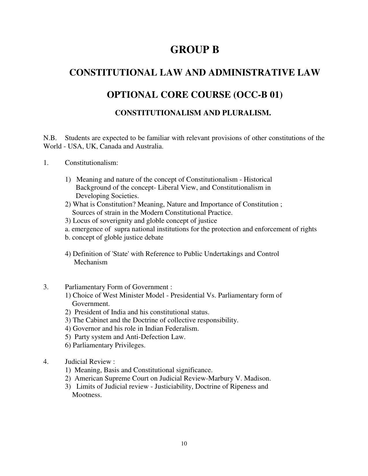 RTMNU Post Graduate Teaching Department of Law of MASTER OF LAWS (CBCS) (LL.M. PROGRAM) Syllabus. - Page 10