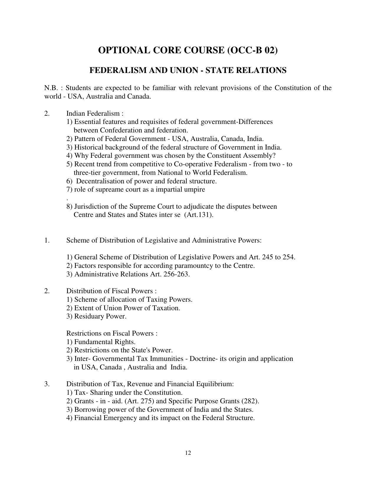 RTMNU Post Graduate Teaching Department of Law of MASTER OF LAWS (CBCS) (LL.M. PROGRAM) Syllabus. - Page 12