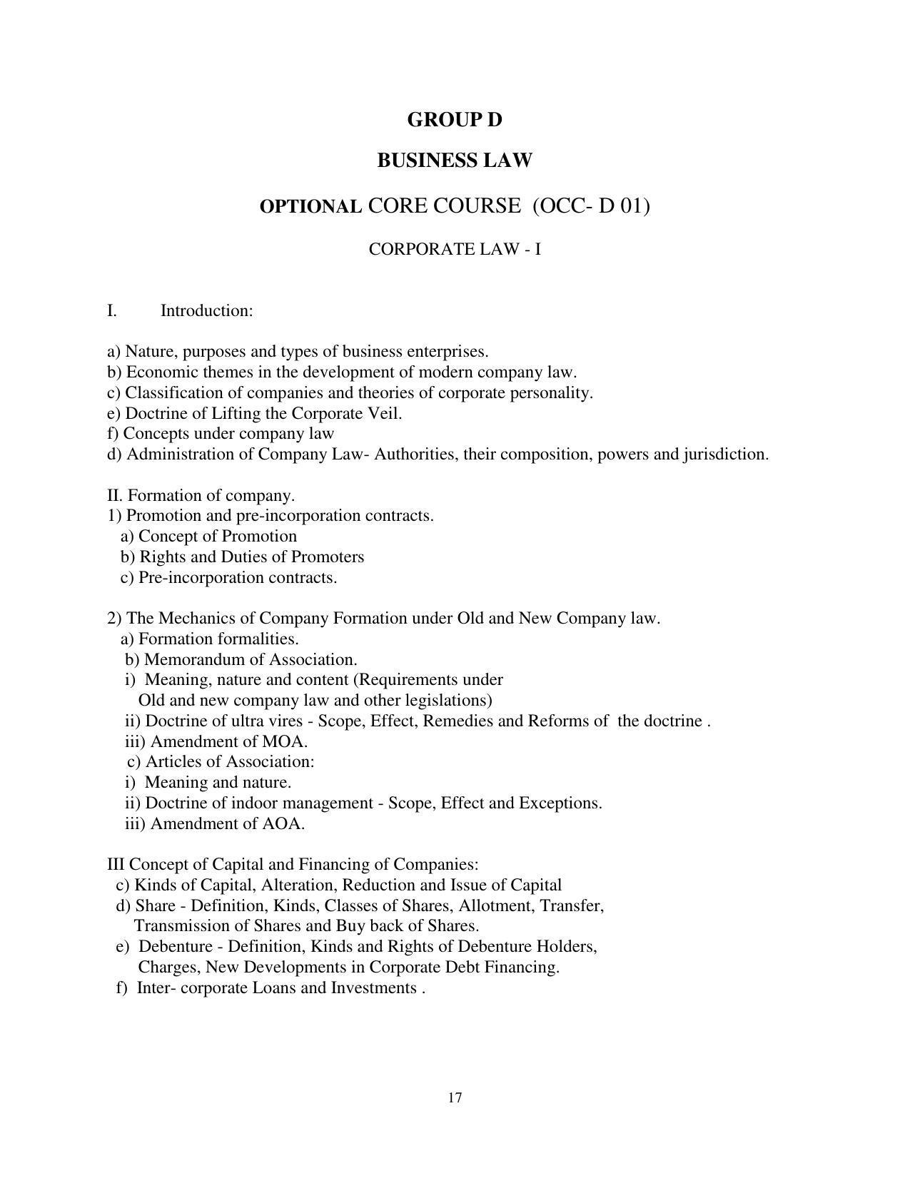 RTMNU Post Graduate Teaching Department of Law of MASTER OF LAWS (CBCS) (LL.M. PROGRAM) Syllabus. - Page 17