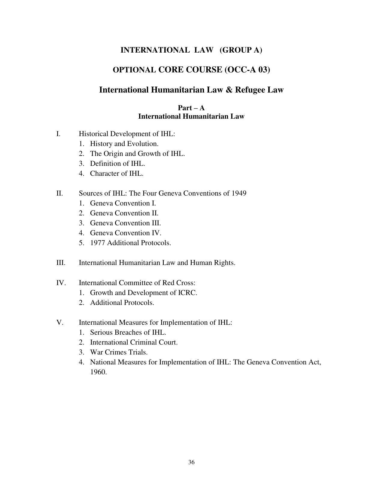 RTMNU Post Graduate Teaching Department of Law of MASTER OF LAWS (CBCS) (LL.M. PROGRAM) Syllabus. - Page 36