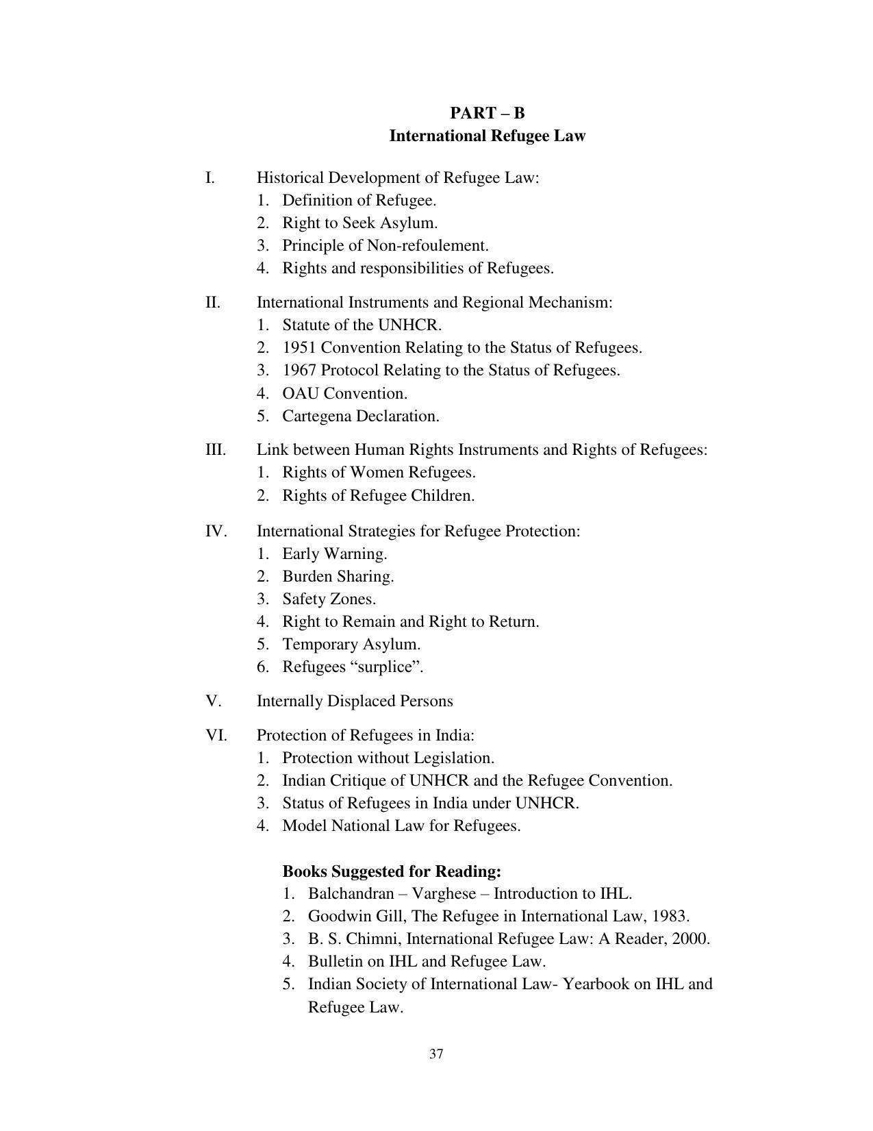 RTMNU Post Graduate Teaching Department of Law of MASTER OF LAWS (CBCS) (LL.M. PROGRAM) Syllabus. - Page 37