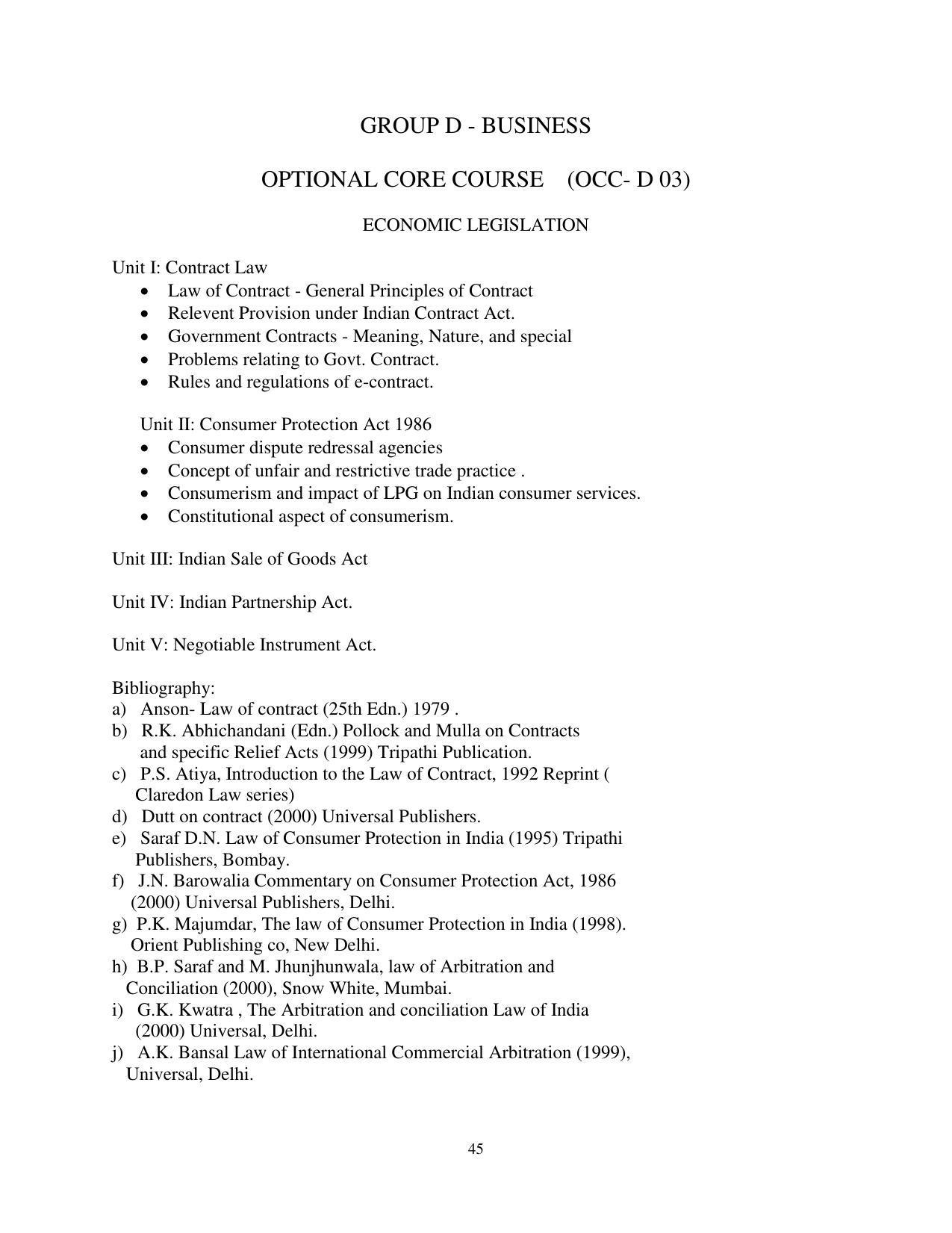 RTMNU Post Graduate Teaching Department of Law of MASTER OF LAWS (CBCS) (LL.M. PROGRAM) Syllabus. - Page 45