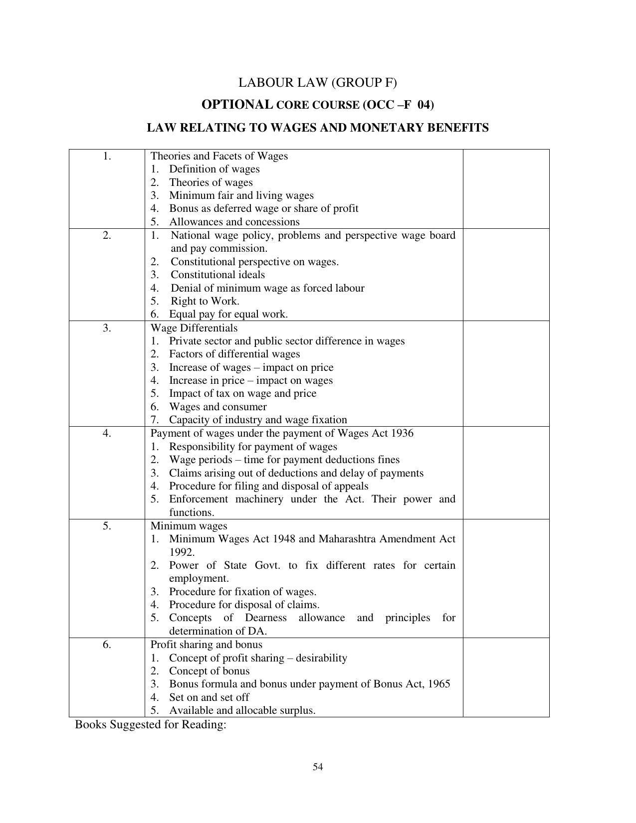 RTMNU Post Graduate Teaching Department of Law of MASTER OF LAWS (CBCS) (LL.M. PROGRAM) Syllabus. - Page 54